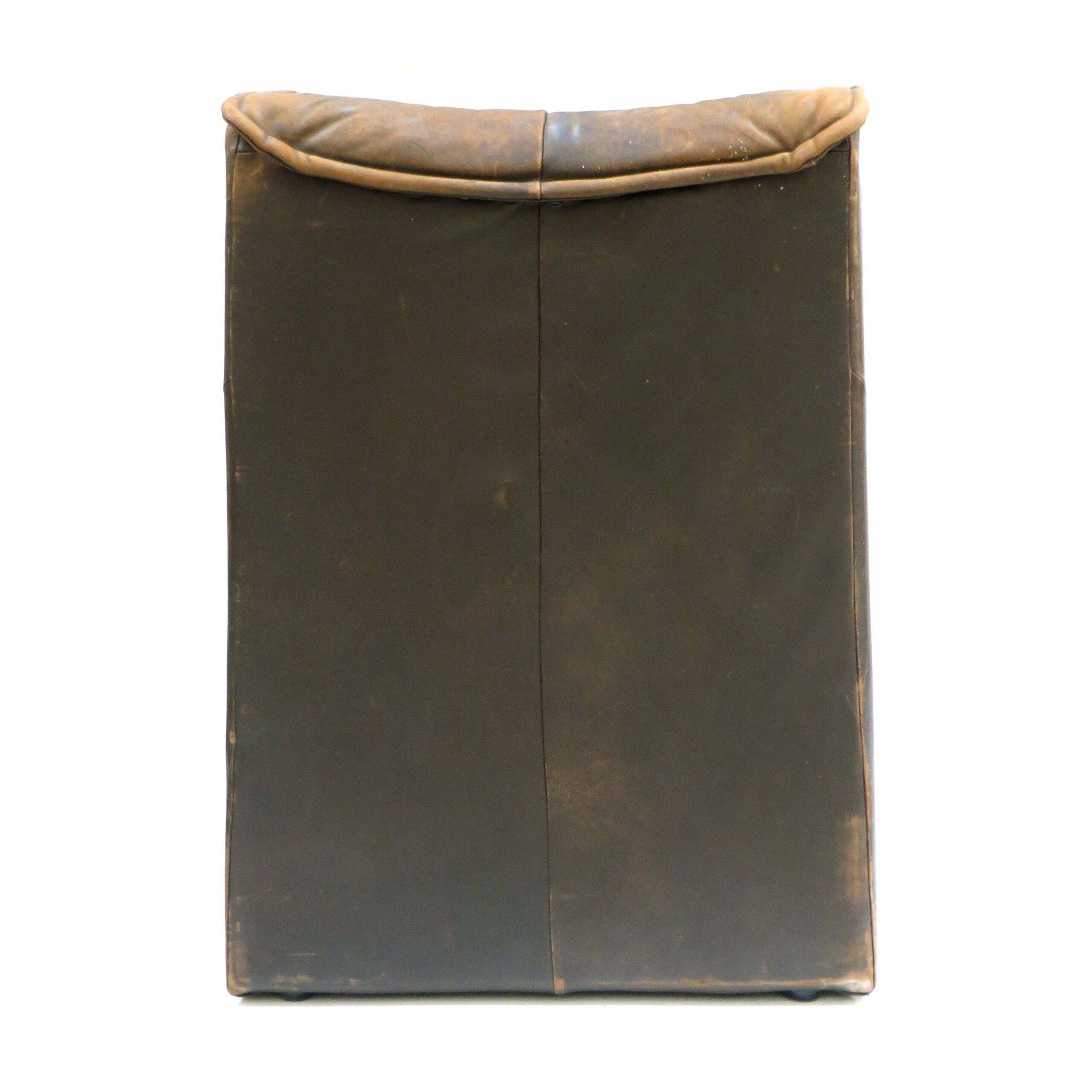 Vintage leather Brutalist armchairs