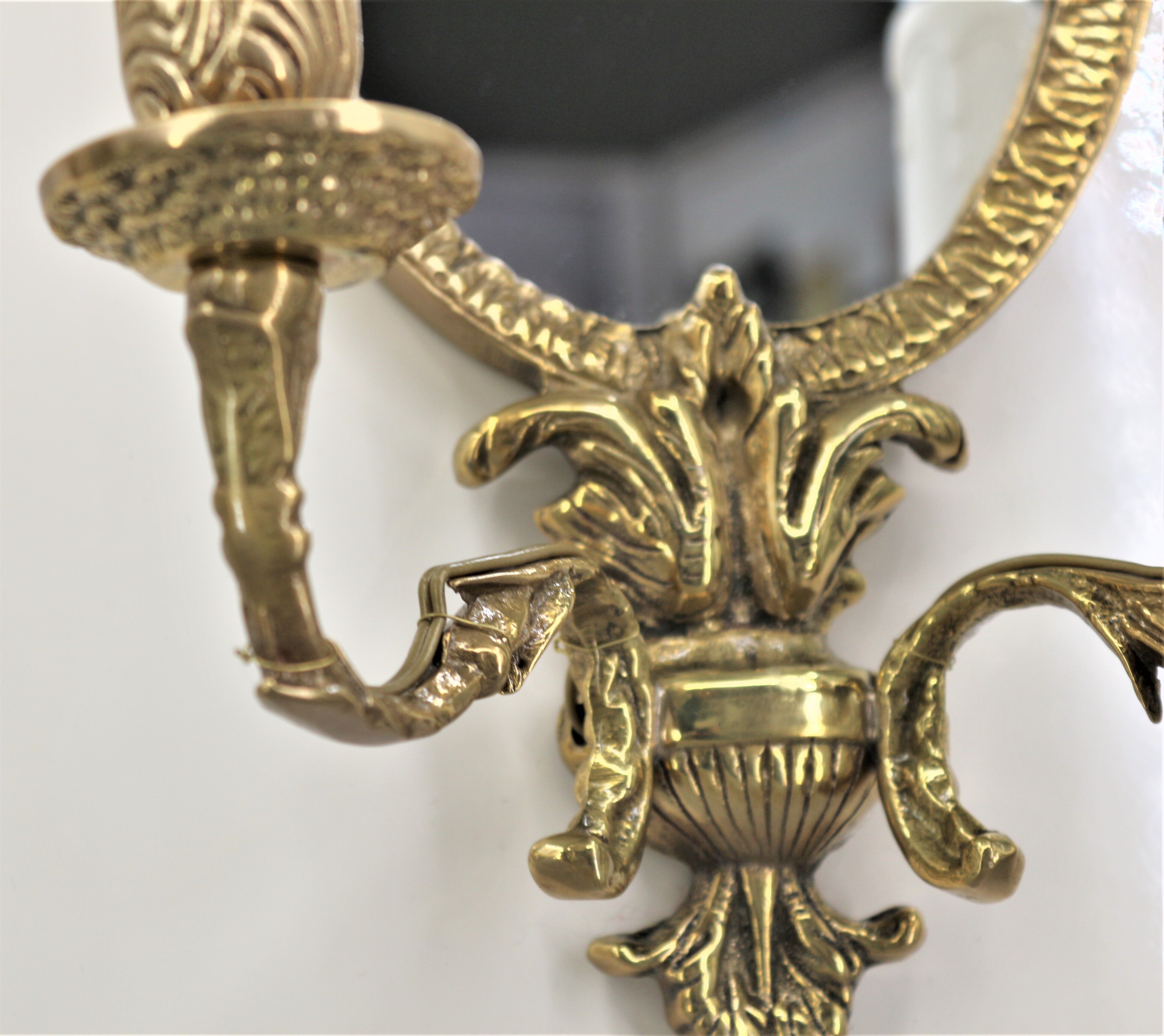 Pair Applique Mirror in Gilded Bronze Style Louis XVI