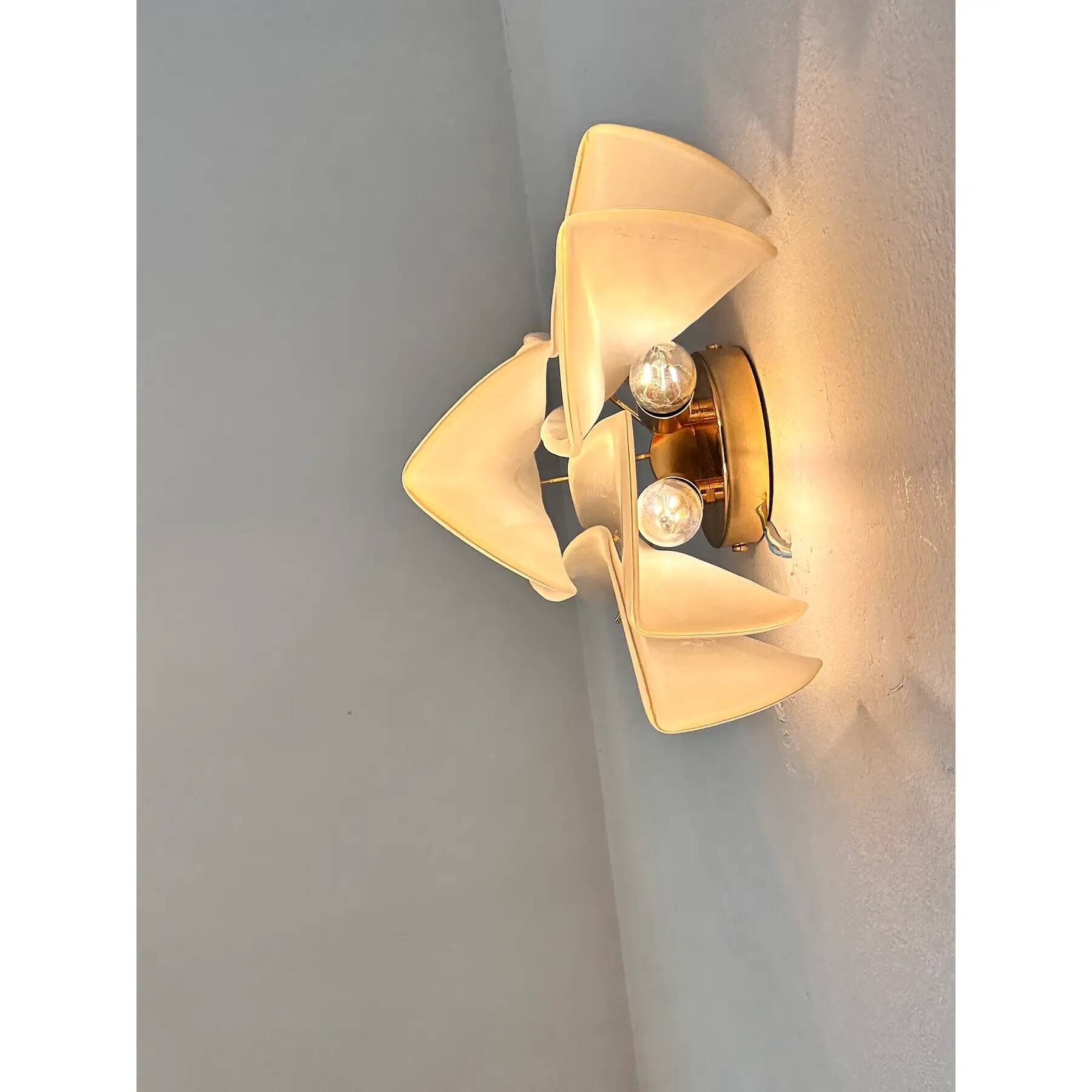 Contemporary Modern Sanded Champagne "Rondini" Murano Wall Sconces- Set of