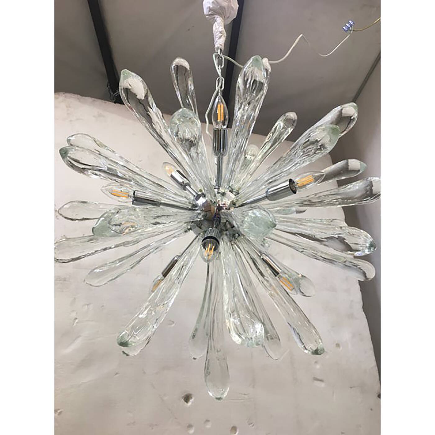 Murano Glass Ice Clear Sputnik Italian Chandelier