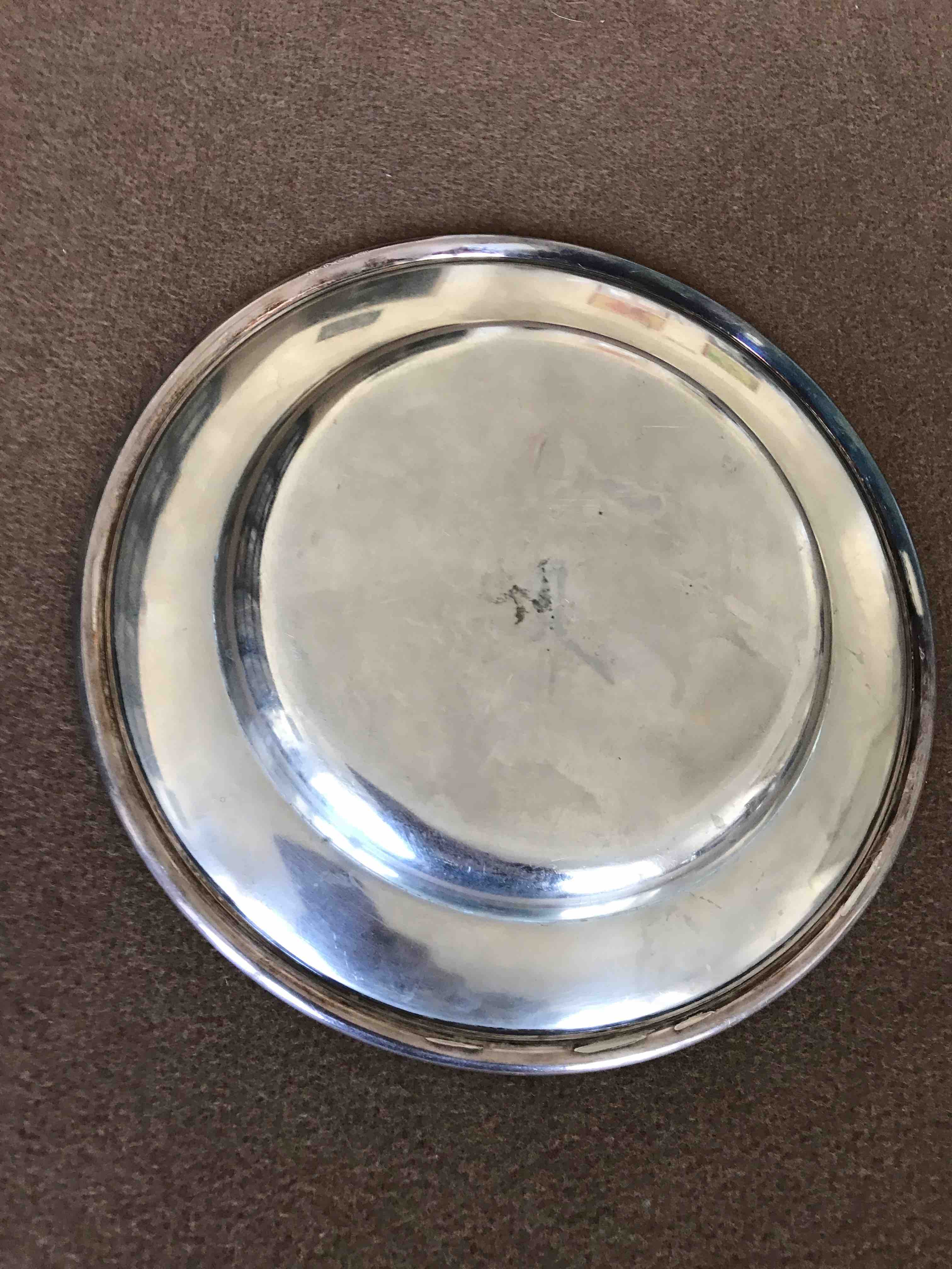 Art Deco silver metal presentation plate