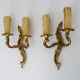 Old pair of wall sconces with double fires in real bronze, acanthus leaf. Year 50