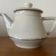 Antique Aluminite Teapot FRUGIER White & Silver Ceramic Vintage