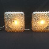 Pair of honey-colored ceiling lights
