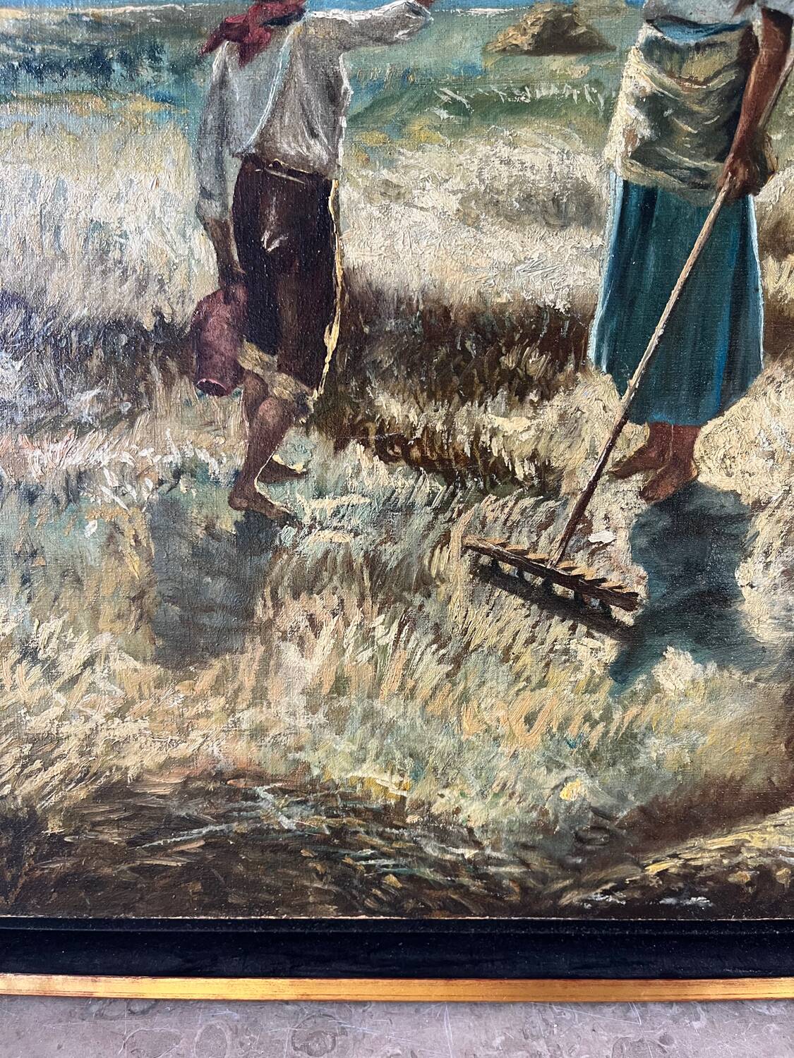 Harvesters, oil on canvas, signed
