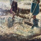 Harvesters, oil on canvas, signed