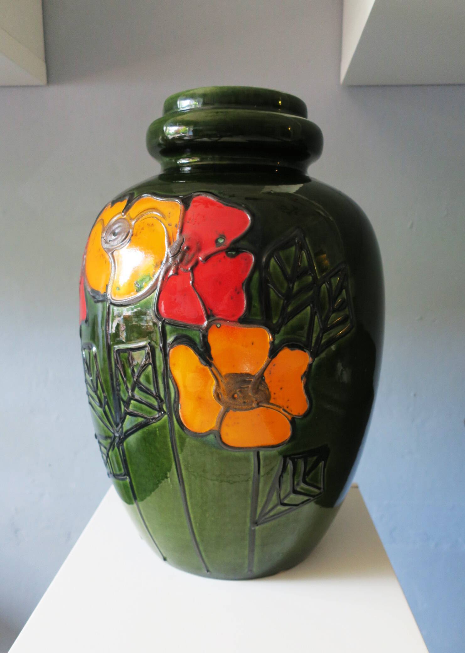 Grand vase de sol en céramique brutaliste du milieu du siècle, années 1960