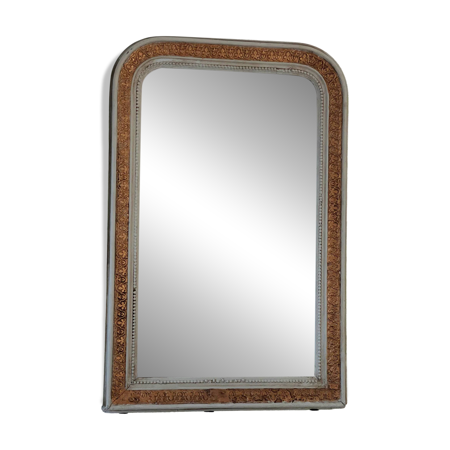 Miroir antique français Louis Philippe – crème et or, fin du 19e siècle