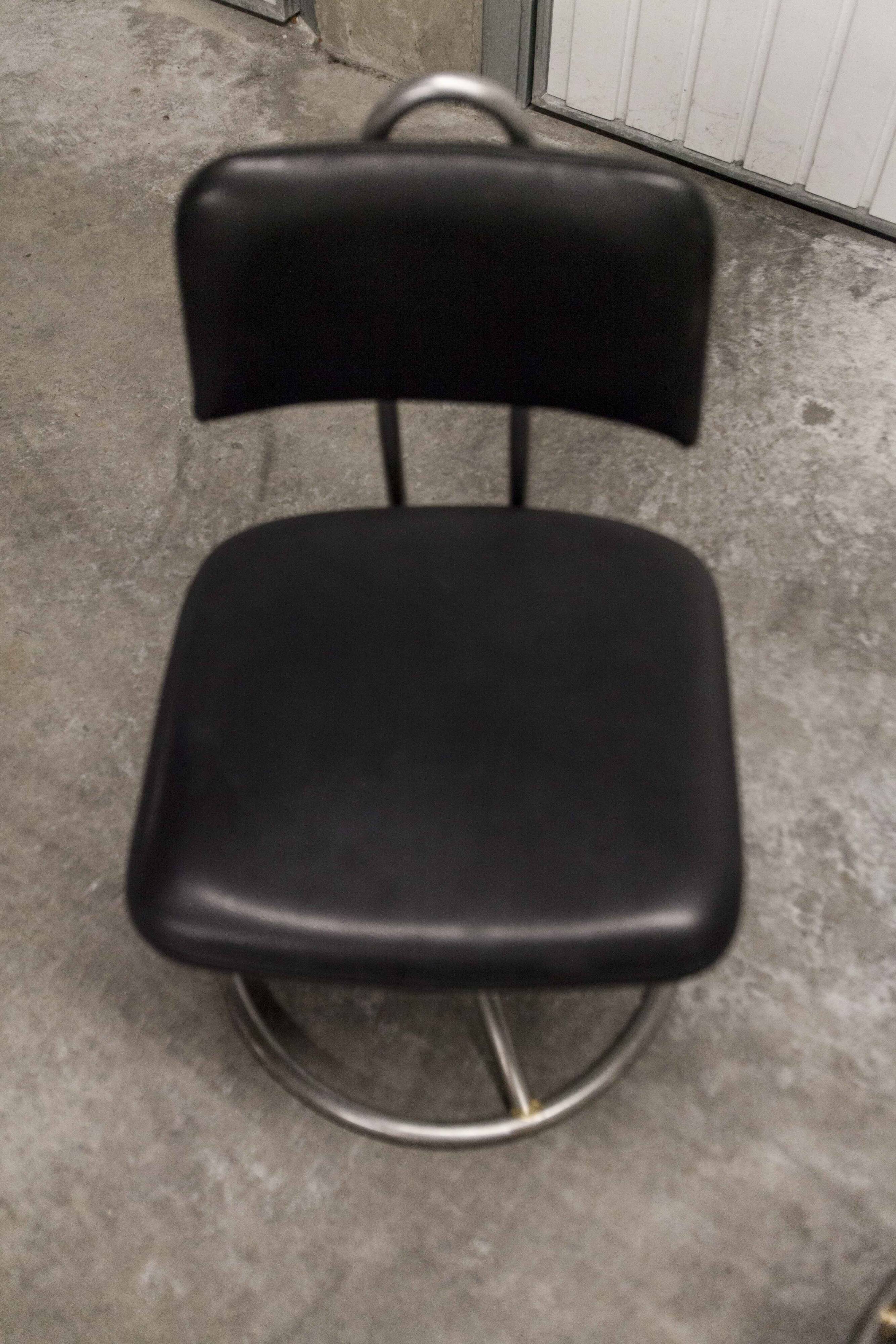 Pair of French Army telegraph operator's swivel chairs, new leather