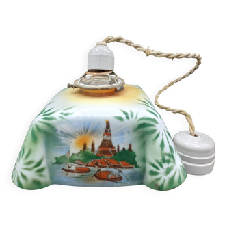 Plafonnier Opaline Verre Peinture vintage exotique