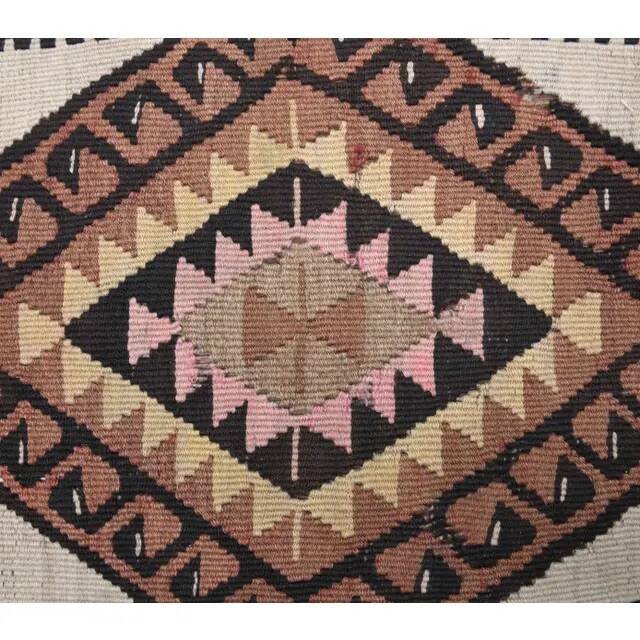 Vintage Turkish Handmade Wool Cotton Brown Kilim Runner 103x424