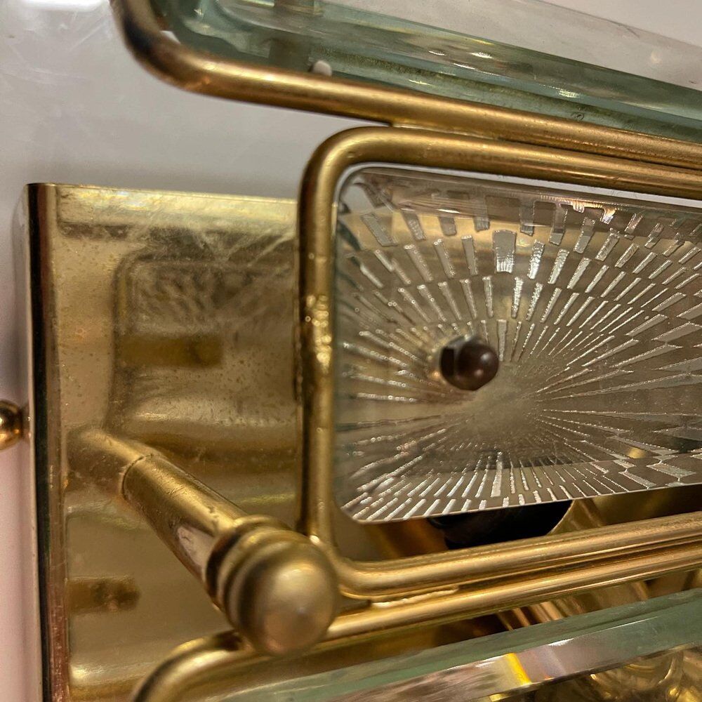Brass Glass Flushmount, 1970s