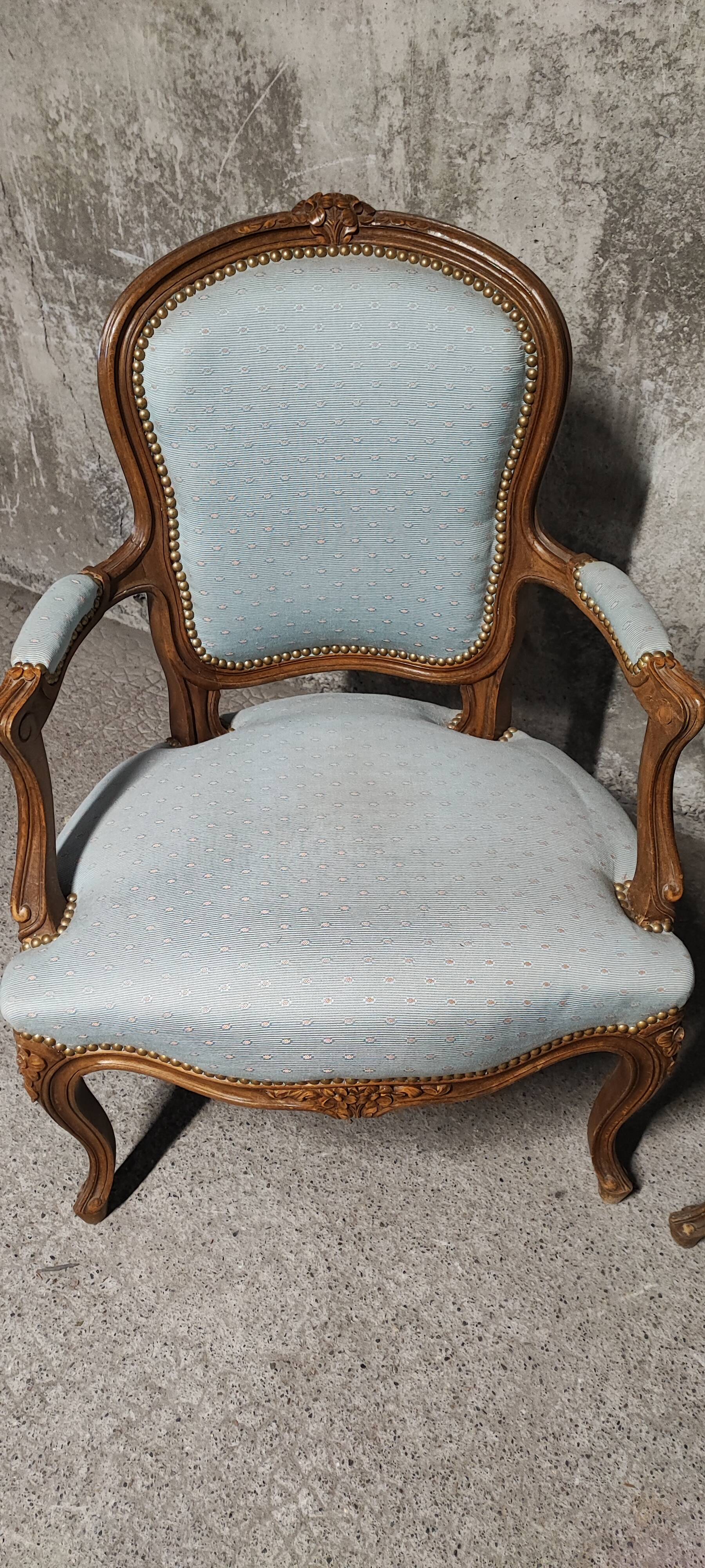 Reupholstered Louis XV convertible armchairs