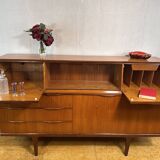 Mid Century Retro Vintage Teak Sideboard 1960 Bureau Flap + Cocktail Bar