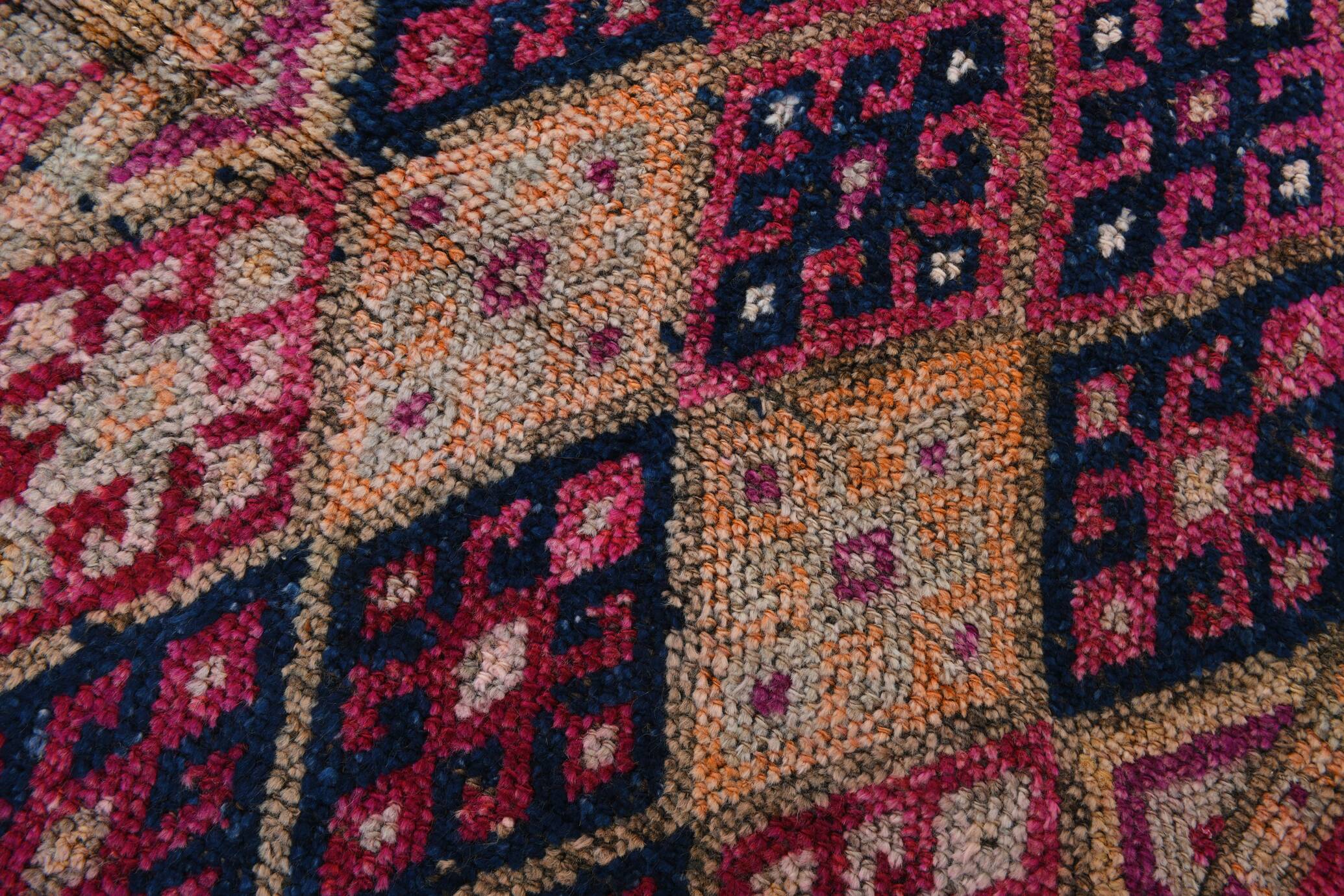 3x12 Red & Navy Blue Oushak Runner Rug, 83x352Cm