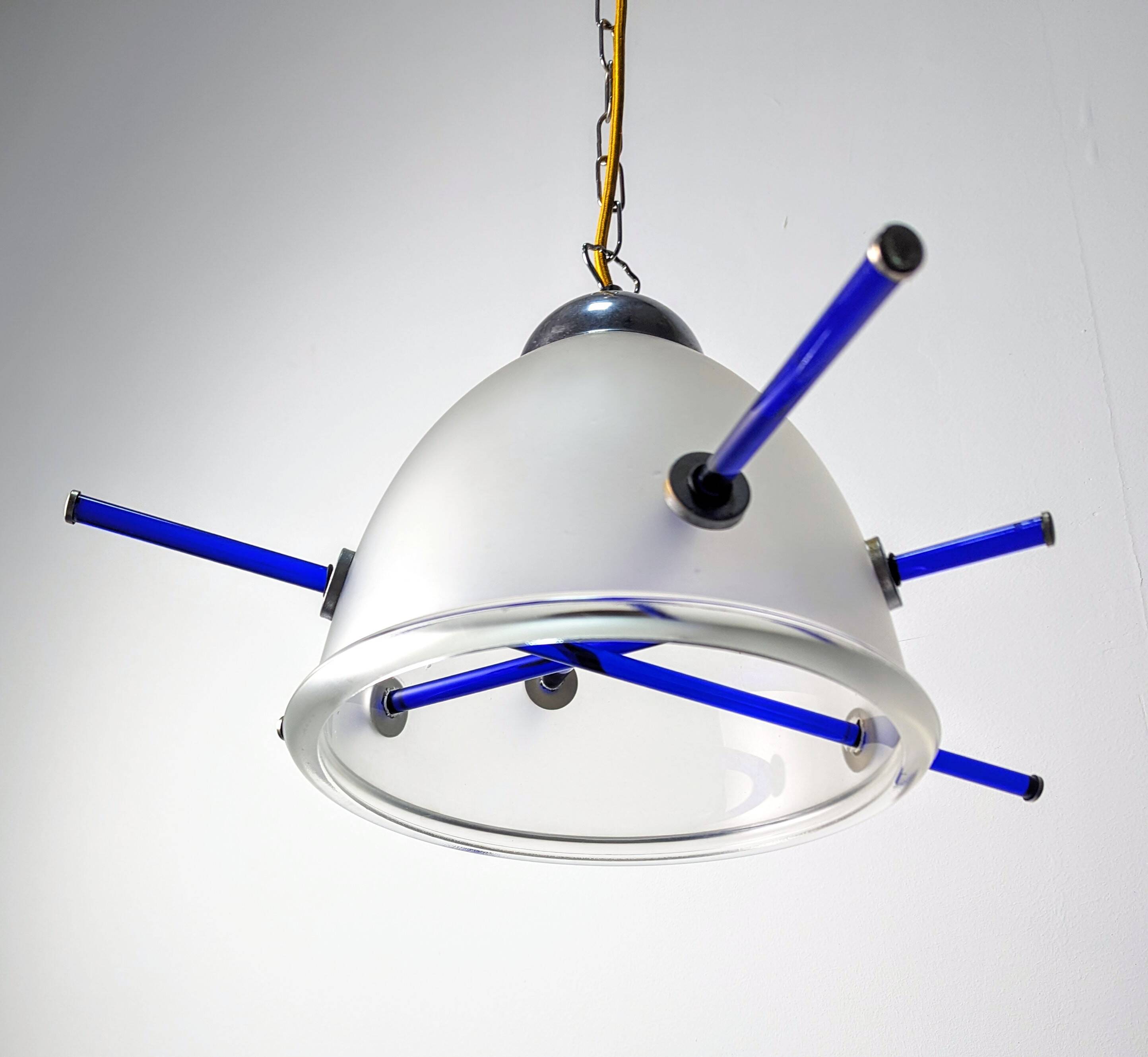Italian designer pendant lamp with murano glass