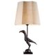 Pair of patinated bronze table lamps depicting a falcon