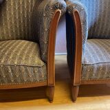 Pair of Art Deco style armchairs, refurbished. Upholstery fabric for armchairs.