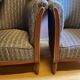 Pair of Art Deco style armchairs, refurbished. Upholstery fabric for armchairs.