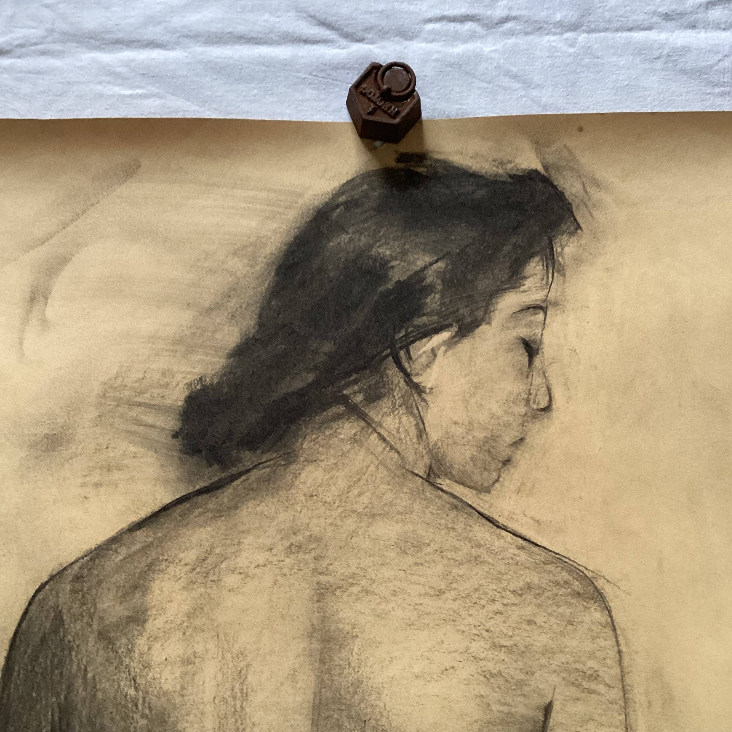 Grande dessin d’une femme « Nue « signée vers les années 1940 dimension : hauteur -120 cm- largeur -