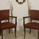 Pair of vintage bridge armchairs year 60 in imitation rust leather.