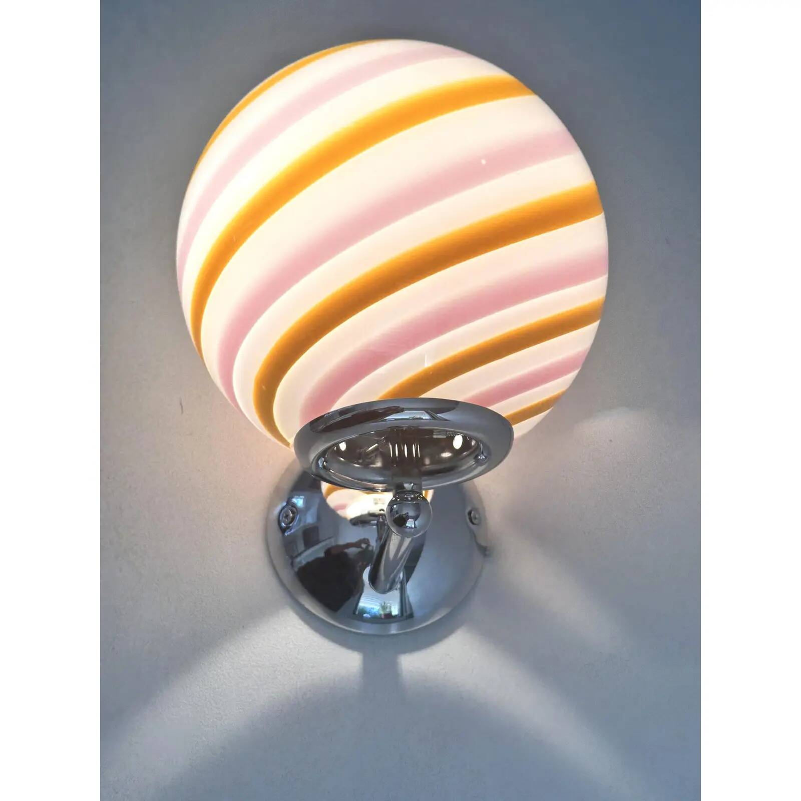 Pair of Contemporary Amber and Pink “Rods” Murano Glass Wall Sconces