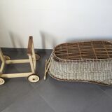 Wicker pram on wheels