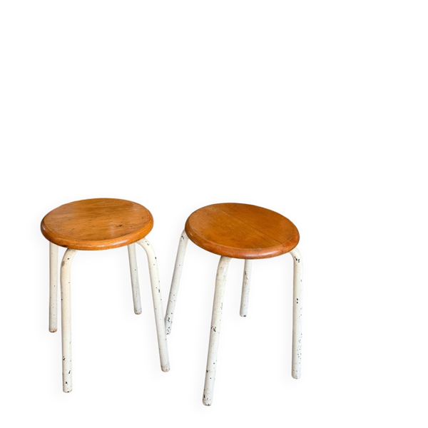Paire de tabourets d’atelier vintage