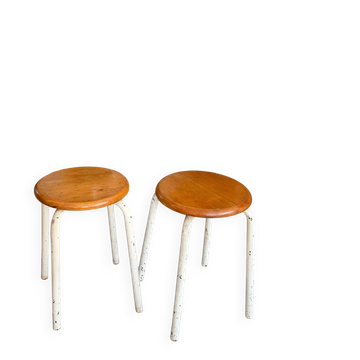 Paire de tabourets d’atelier vintage