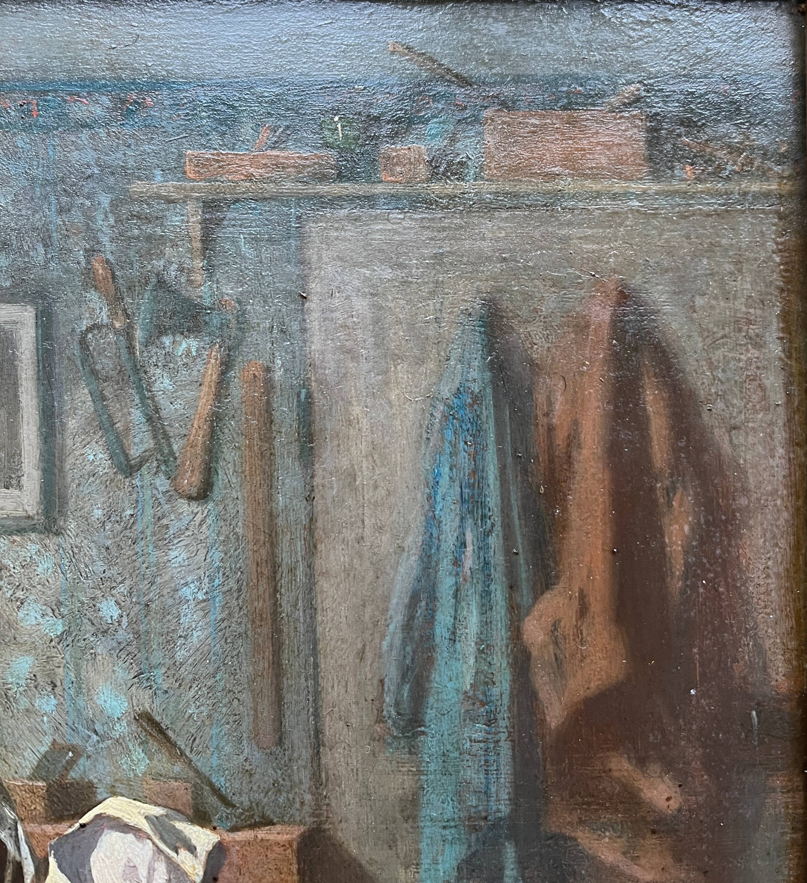 Tableau, huile sur panneau "L'emerveillement" Charles Édouard ELMERICH (1813-1889)