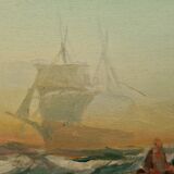 Fishing boat in the Mediterranean, oil by François Gautier