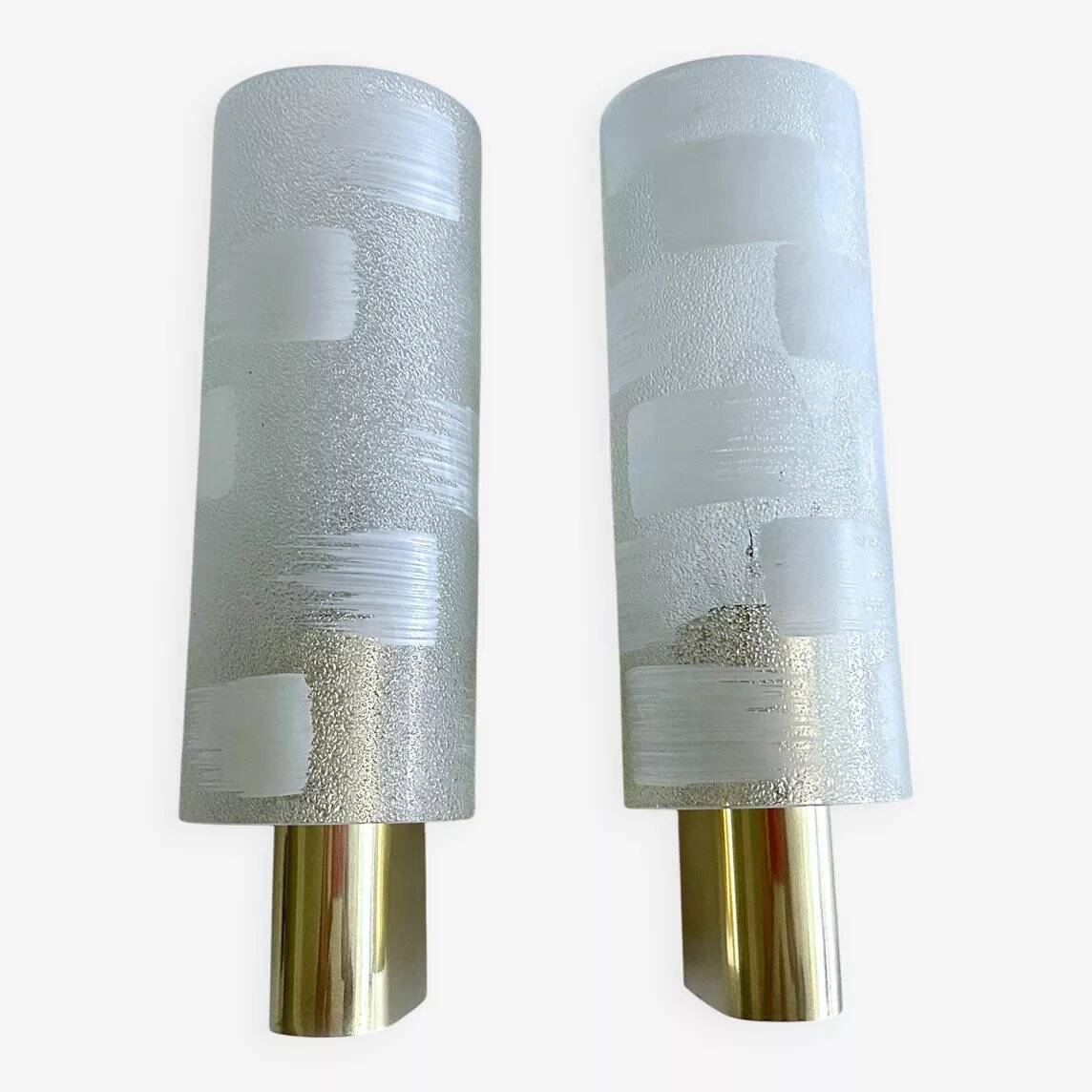 Vintage brass and glass sconces, 1970s, set of 2
