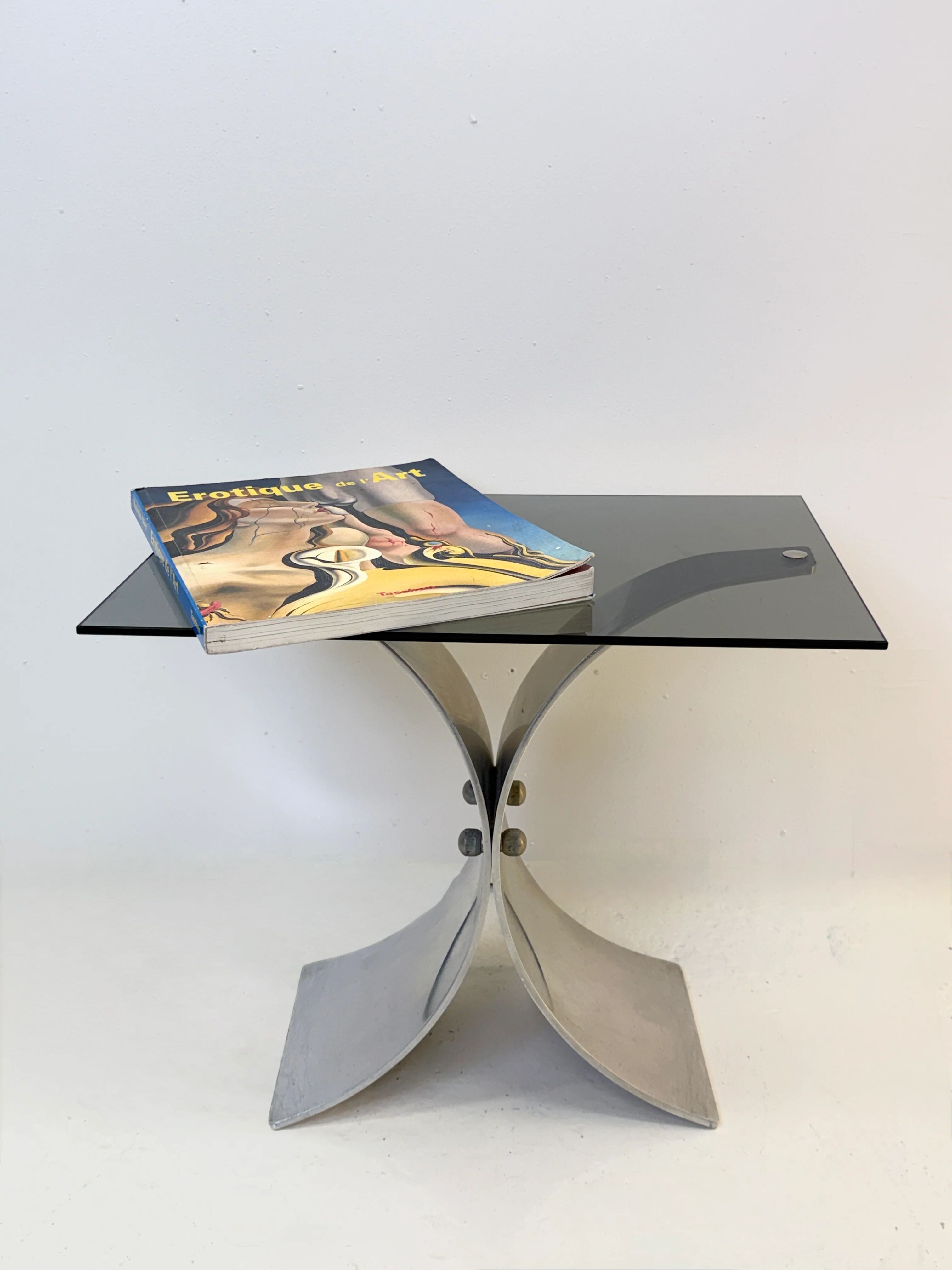 Space age side table in brushed steel, 1970s