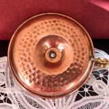Hammered red copper and brass hand candle holder