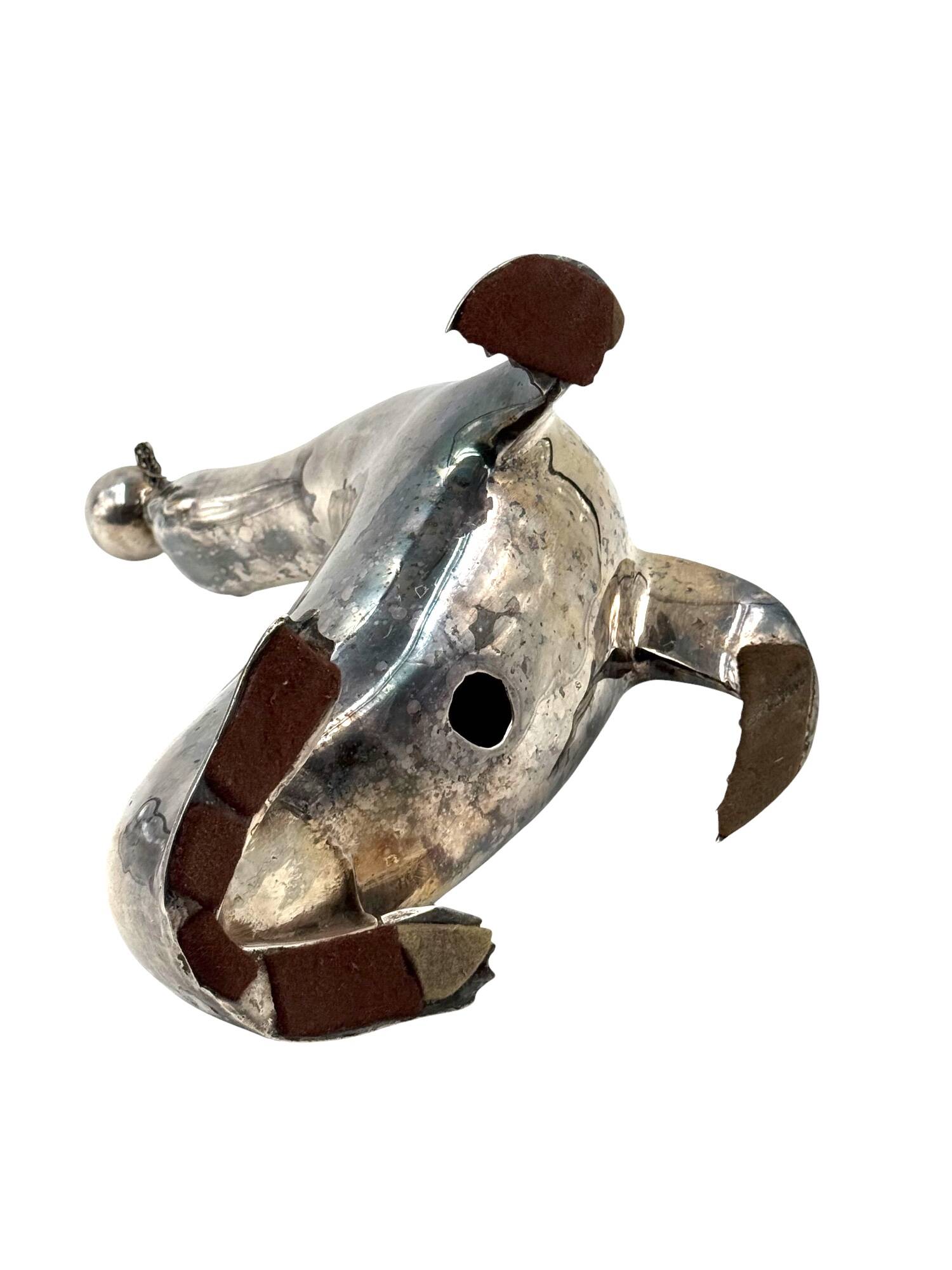 Art deco silverplated brass Seal sculpture, France 1940s