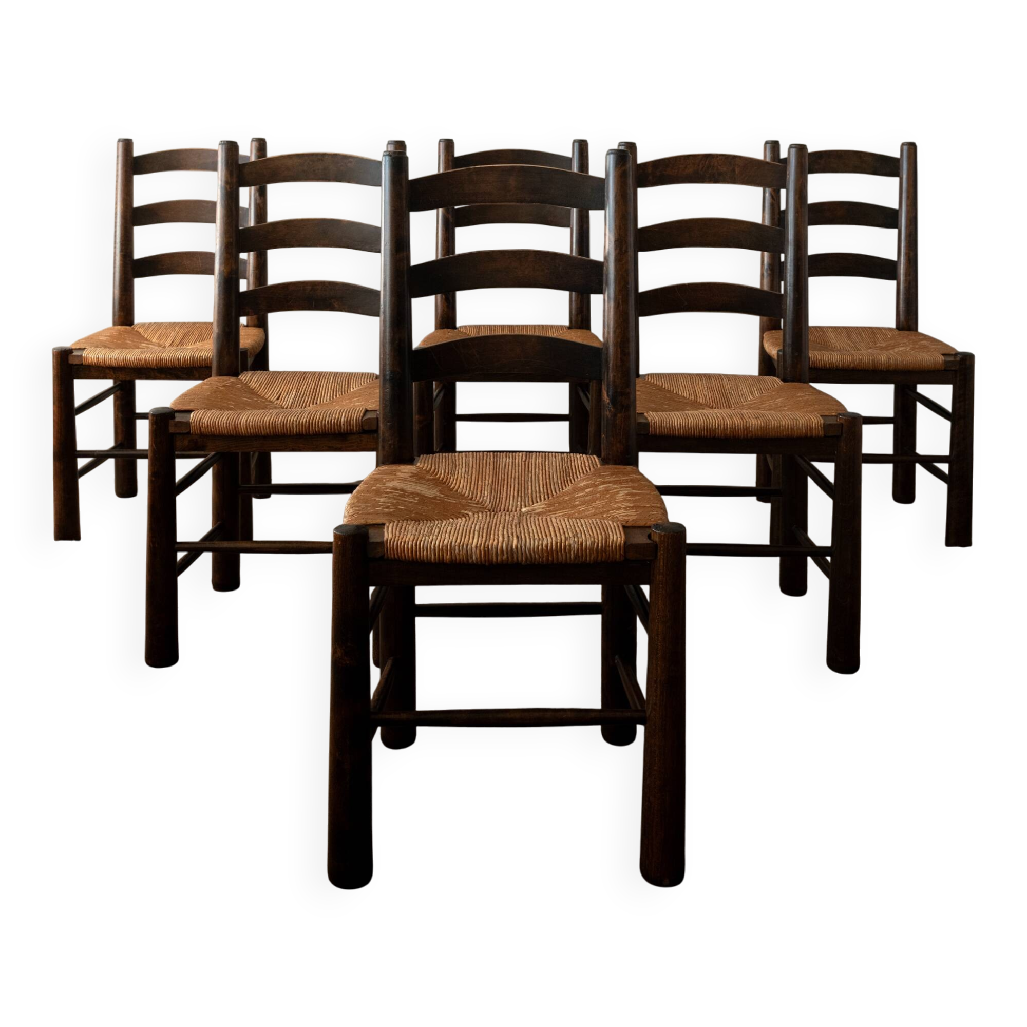 Vintage French Brutalist Dining Chairs by Georges Robert, 1950s, Set of 6