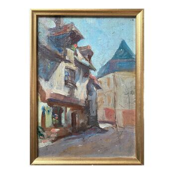HSP table "street with old houses" early XX° Auxerre? + frame