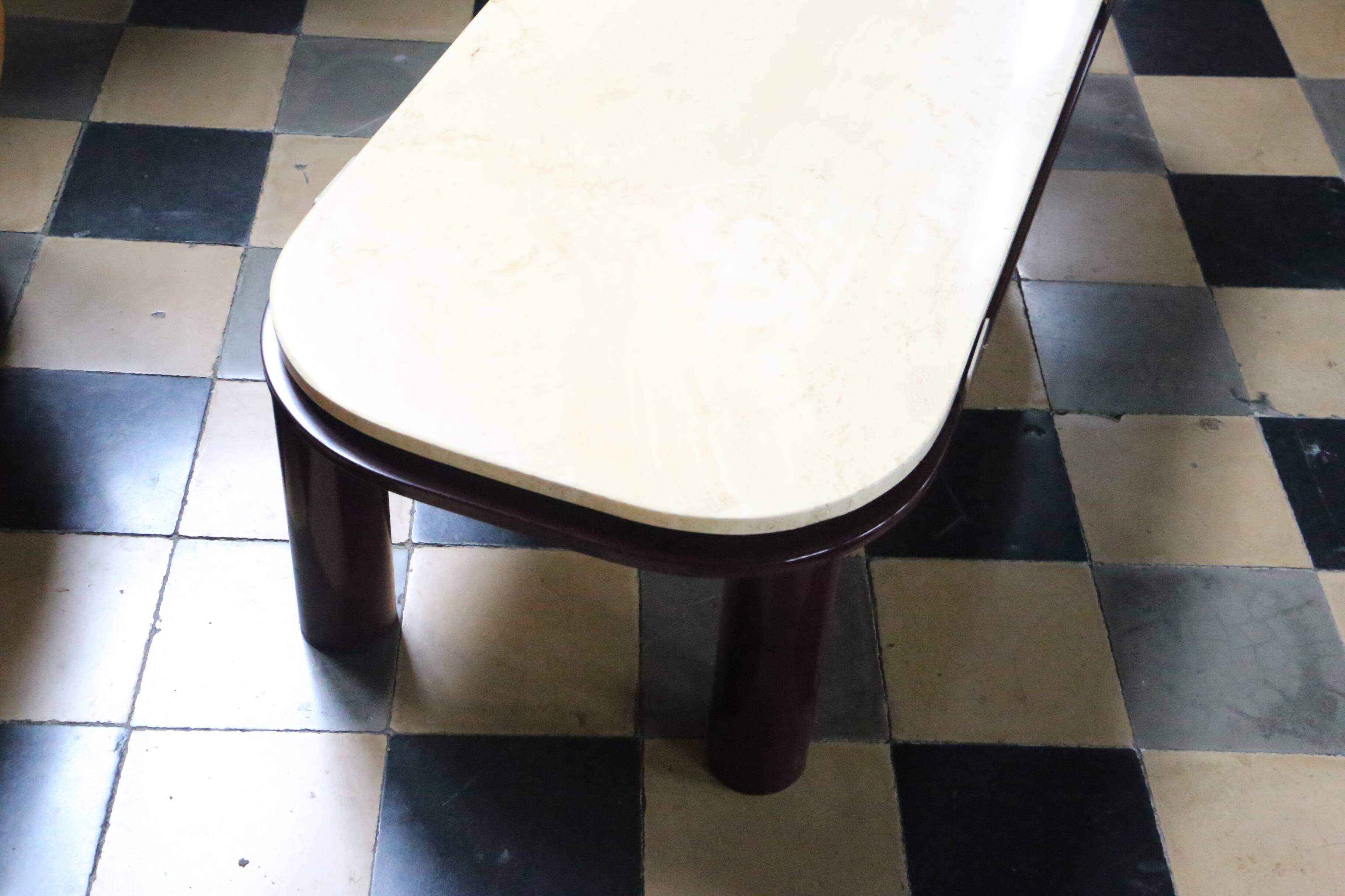 Roche Bobois Travertine and metal coffee table, 1980s
