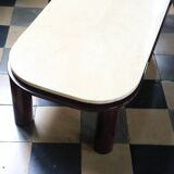 Roche Bobois Travertine and metal coffee table, 1980s
