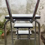 Vintage stepladder in Formica, wood and chromed metal