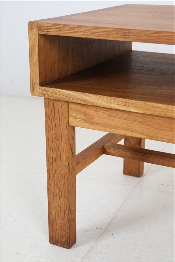 Minimalist mid-century phone / reading bench, oak, Danish modern design, 1960s / 1970s
