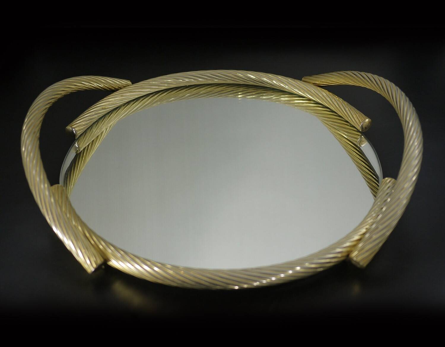 Gilded Rope Serving Tray, French Mirror Tray, Drinks Tray