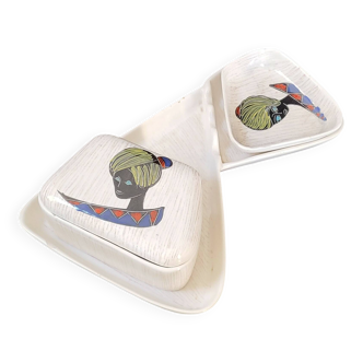 VINTAGE 1950S ITALIAN CERAMIC TOBACCO SET 50S ROCKABILLY