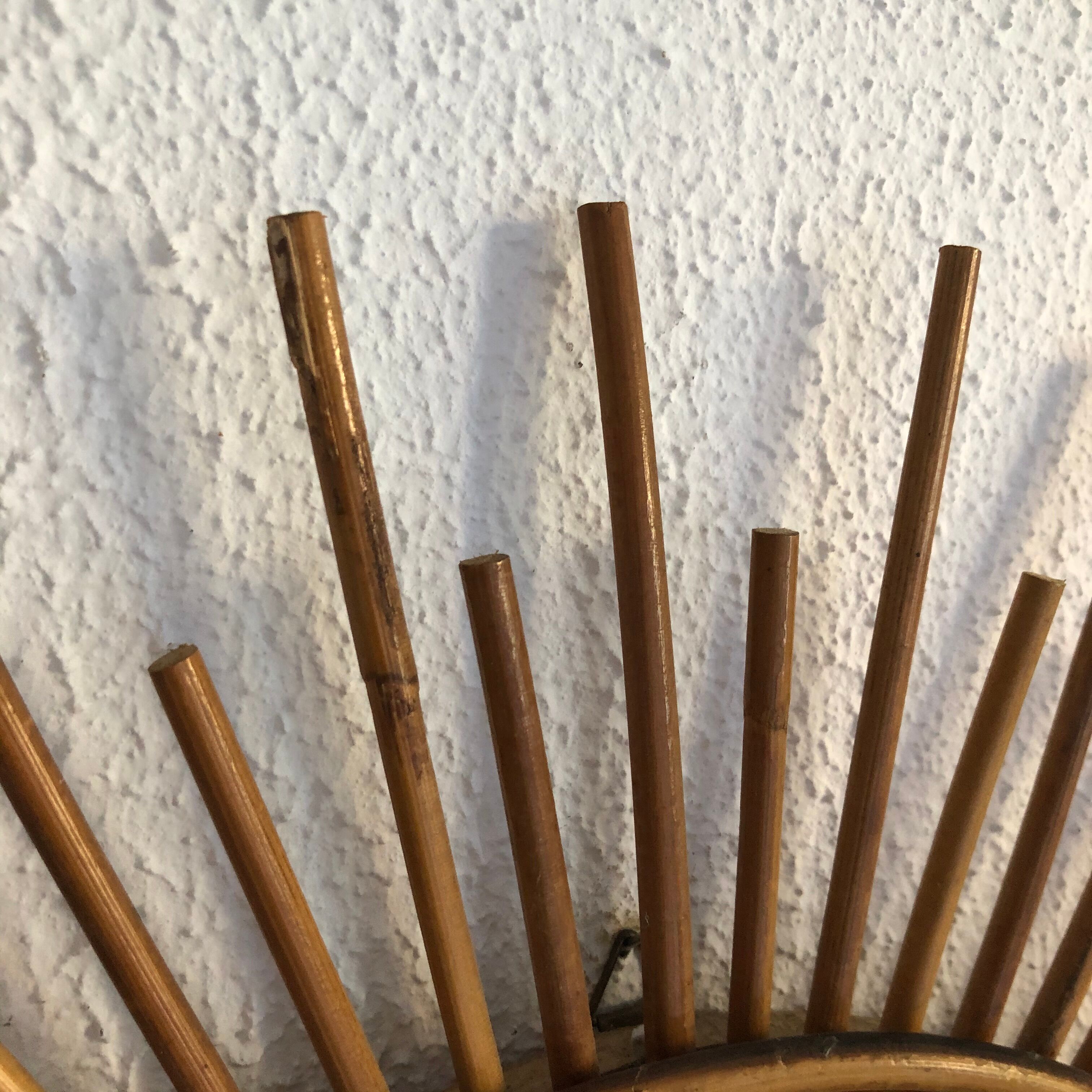 Vintage rattan sun mirror 1960 - 52 cm