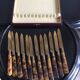 Dessert service of 12 horn and vermeil knives