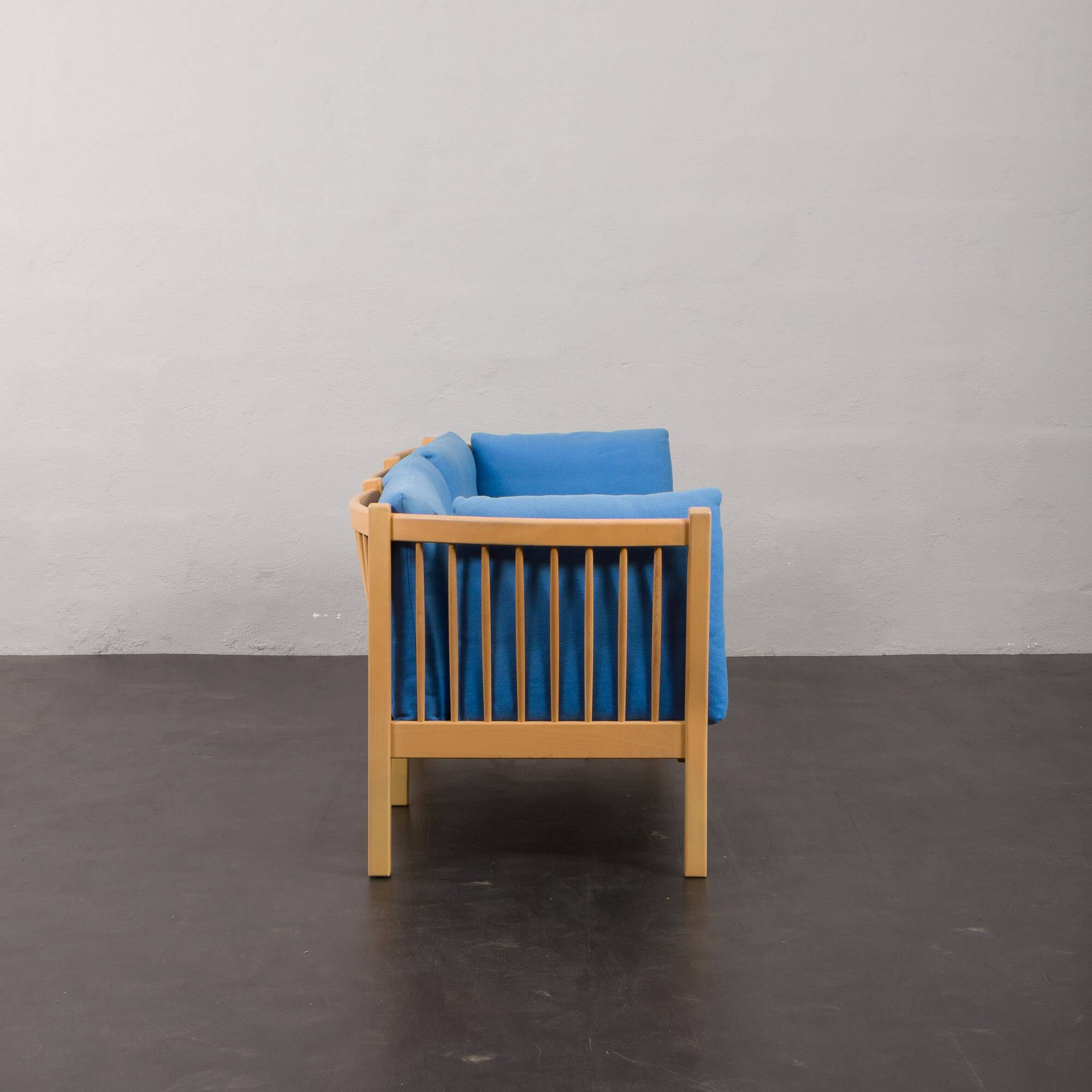 Danish mid century deep blue three seater sofa attr. to Stouby, 1980s.