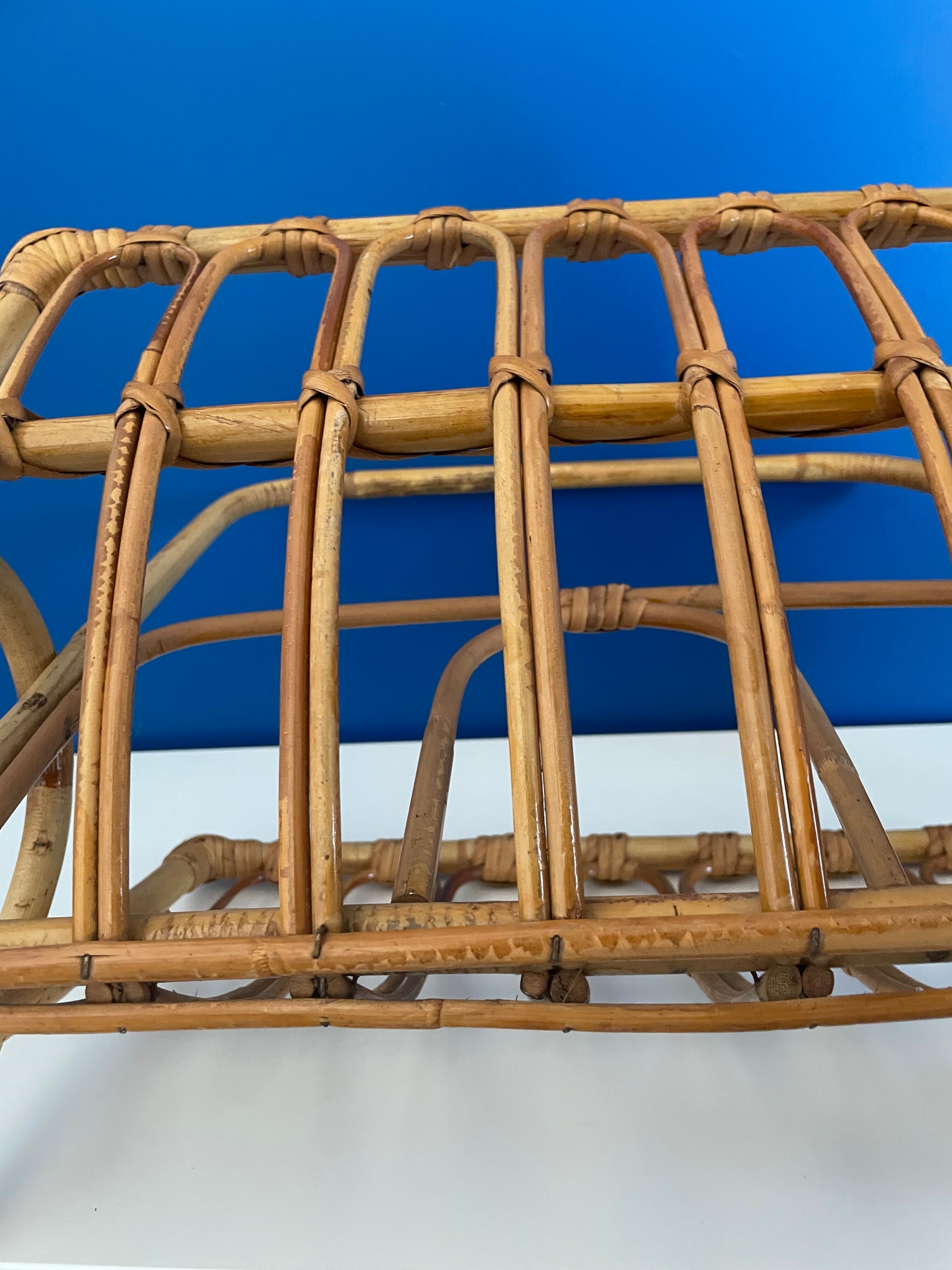Vintage rattan magazine holder
