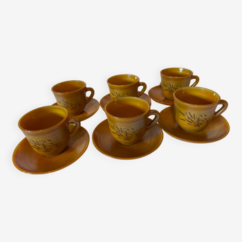 Cup set with arcopal saucer in fawn glass paste