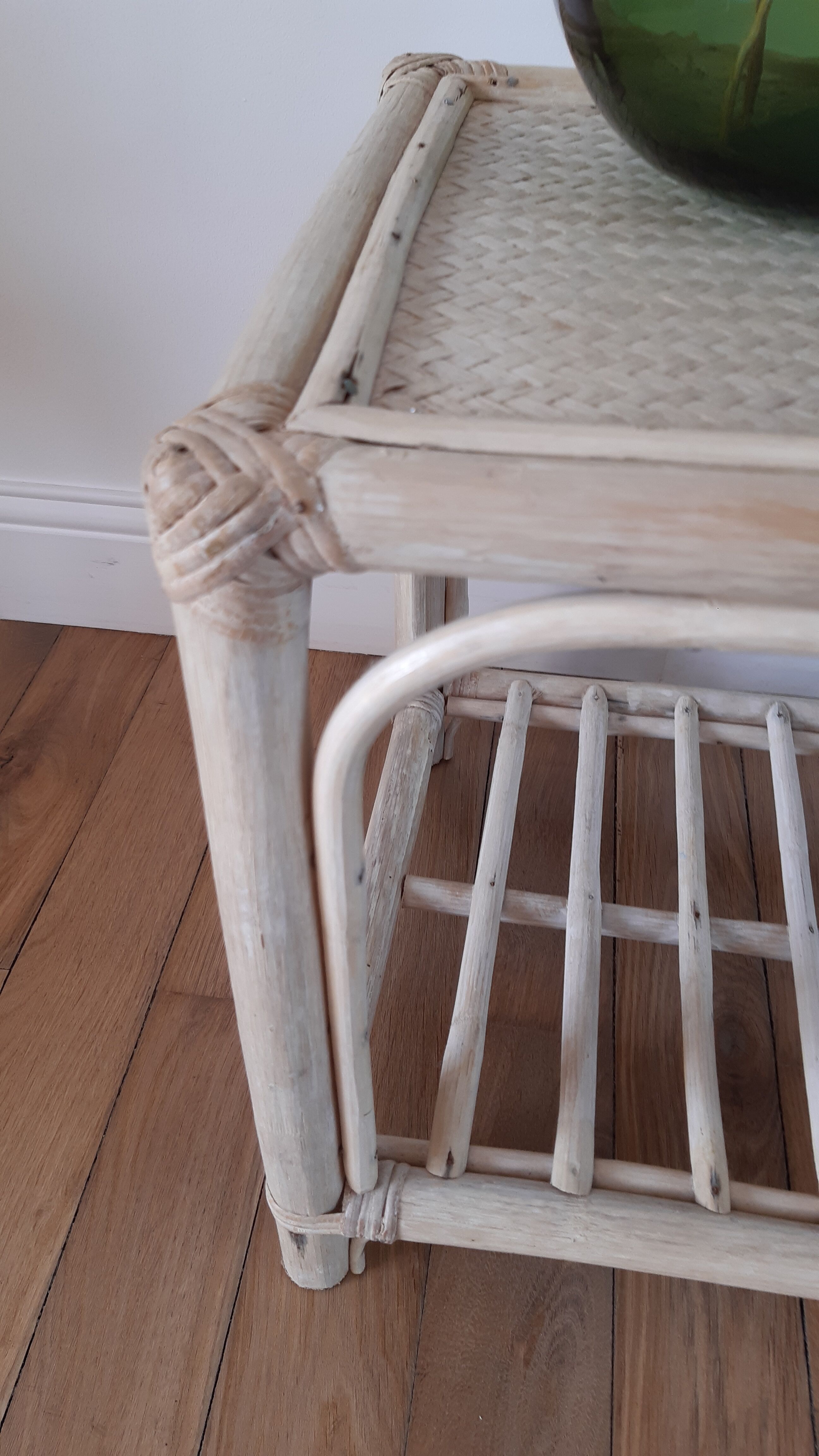 Rattan side table / bedside table 50s-60s