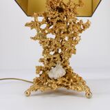 Hollywood Regency lamp base in exploded bronze and quartz Claude Victor Boeltz 1980
